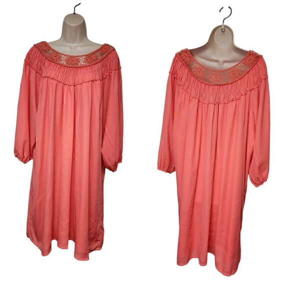 Justify 3/4 Balloon Sleeve Flowy Dress Salmon Pink Size 3XL - Picture 1 of 6